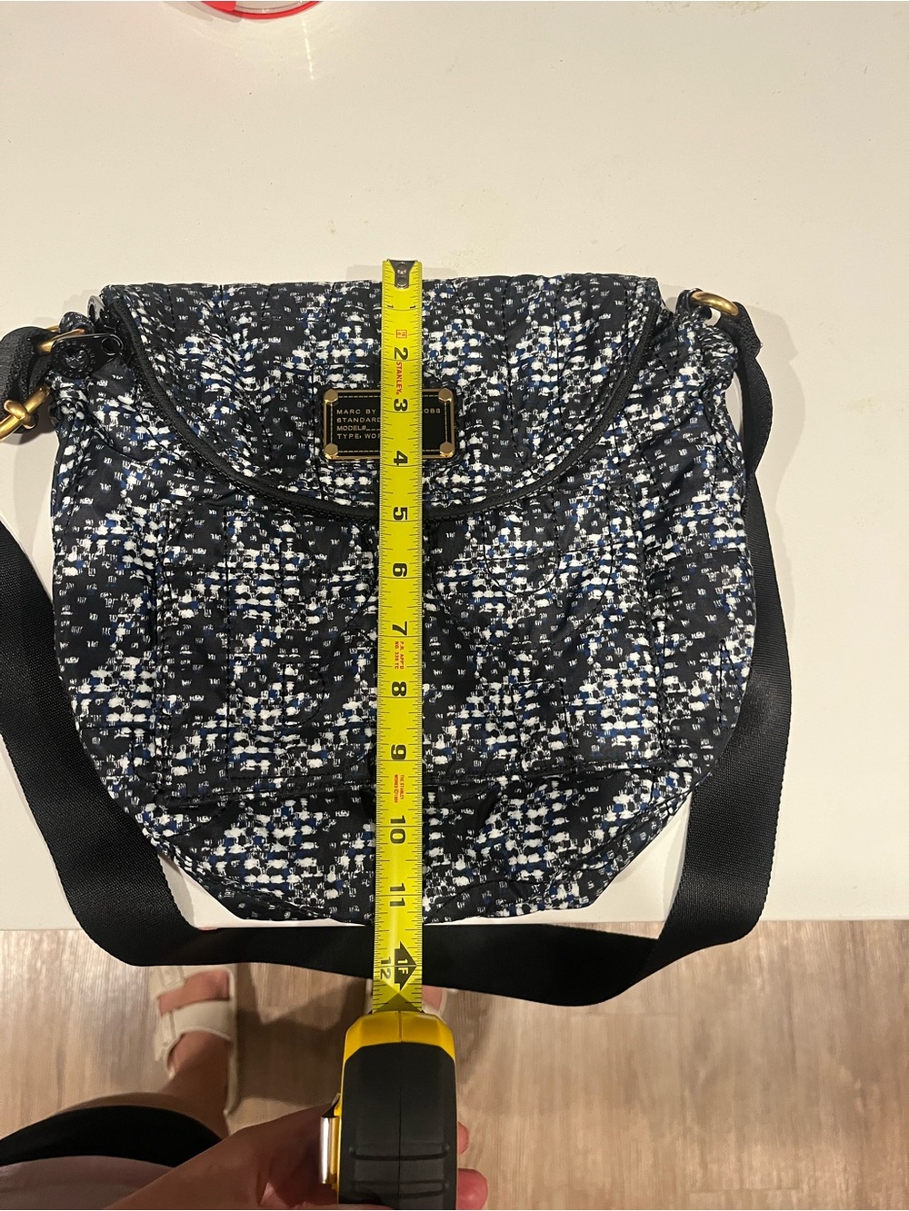 Black and White Marc Jacobs Tweed Crossbody Messenger Bag - Picture 5 of 6